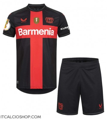 Bayer Leverkusen Prima Maglia Bambino 2023-24 Manica Corta (+ Pantaloni corti)